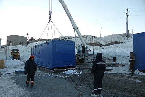 На объект клиента дизельный генератор в контейнере был доставлен на волокуше